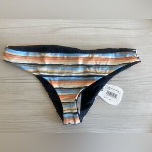 NWT PrAna Gemma Reversible Bikini Bottom Water Stripe Womens Size Large UPF 50